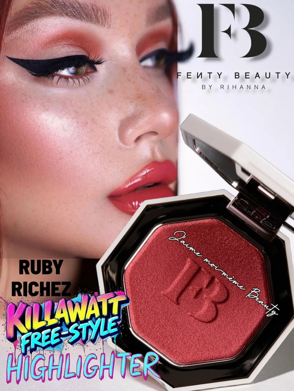 Fenty Beauty Killawatt FOIL Highlighter/Blush Ruby Richez (Metallic Cherry Red)